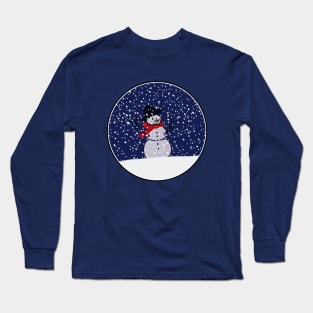 Snowman on a Snowy Hill in a Circle! Long Sleeve T-Shirt